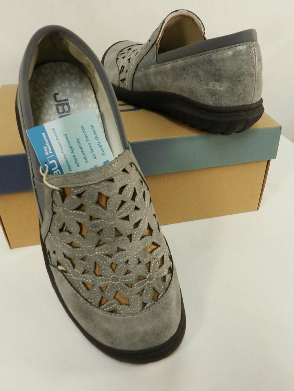 Jambu JBU Wildflower Gunmetal Memory Foam slides flats comfort NEW NIB Size 7